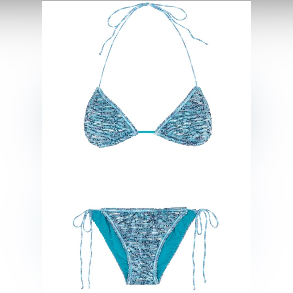 Missoni blue metallic knit bikini